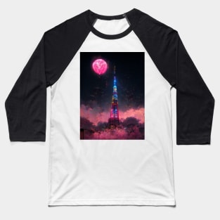 Cyber Punk Moon in Tokyo Baseball T-Shirt